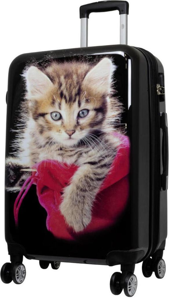 Hartschalen Reise Koffer Trolley mit Dehnfalte Motiv Kätzchen - Gr. L