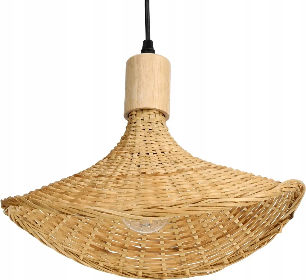 Suspension bohème en bambou tressé main avec douille E27 - Lustre Naturel