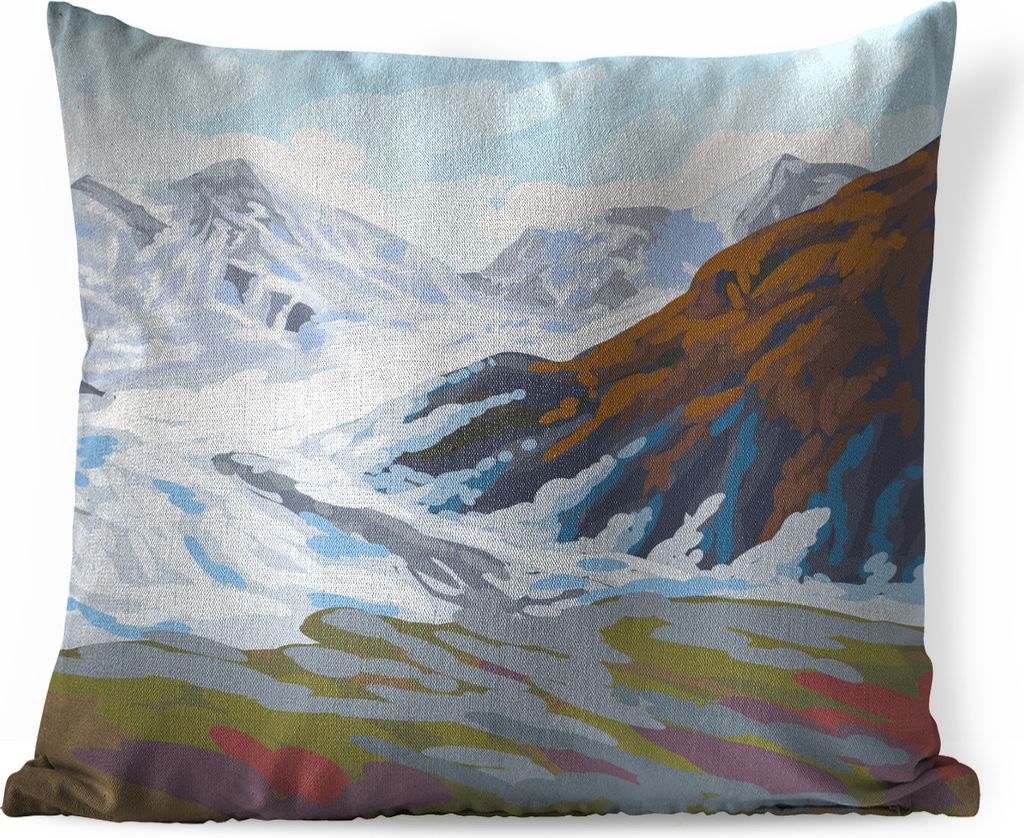MuchoWow Zierkissen Sofakissen Wohnzimmer Dekokissen 45x45 cm Berg - Schnee - Himmel - Schlafpolster - Polster für das Sofa