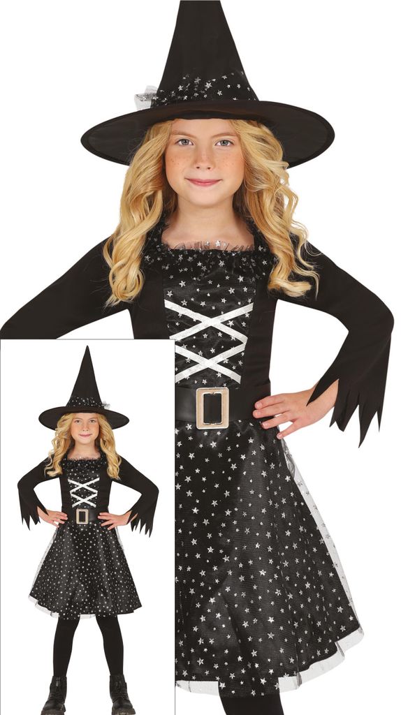 Costume da Strega Cappello Abito Cintura Halloween Festivo Immagine del prodotto 