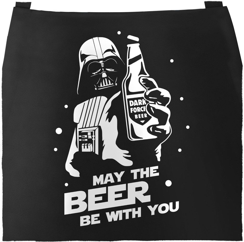 Grill-Schürze für Männer lustig May the beer be with you Parodie Weltraum Saga Grillgeschenk Männer Küchenschürze Moonworks schwarz unisize