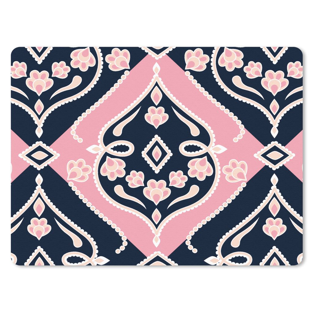 MuchoWow Mauspad Mousepad Blumen - Rosa - Ornament - Entwurf 40x30 cm - Mousepads - Maus Mat - Pad - Mausunterlage - Anti Rutsch
