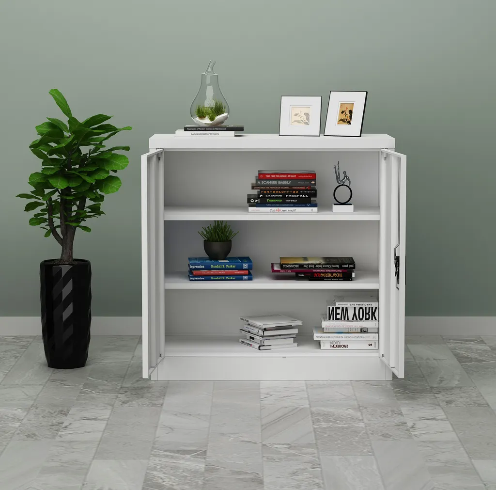Armoire en acier gris clair à 2 portes battantes pour dossiers 90 cm