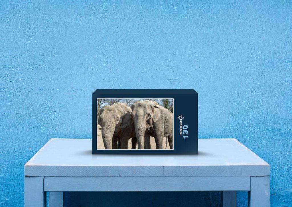 hansepuzzle 76699 - Elefanten Puzzle, 130 Teile, Natur, 28,7 x 20,0cm mit hochwertiger Aufbewahrung, Kartonbox und wiederverschließbarem Beutel