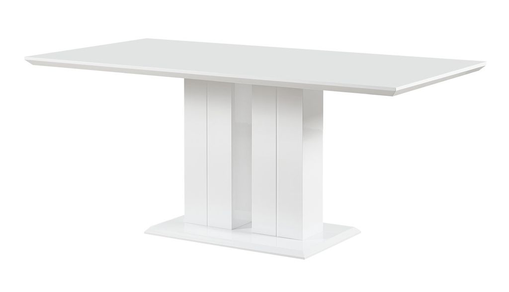 Eckiger Esstisch Daures 114, in Weiß Hochglanz, 180 x 90 cm, hochwertig verarbeitet, elegantes Design, sehr stabil