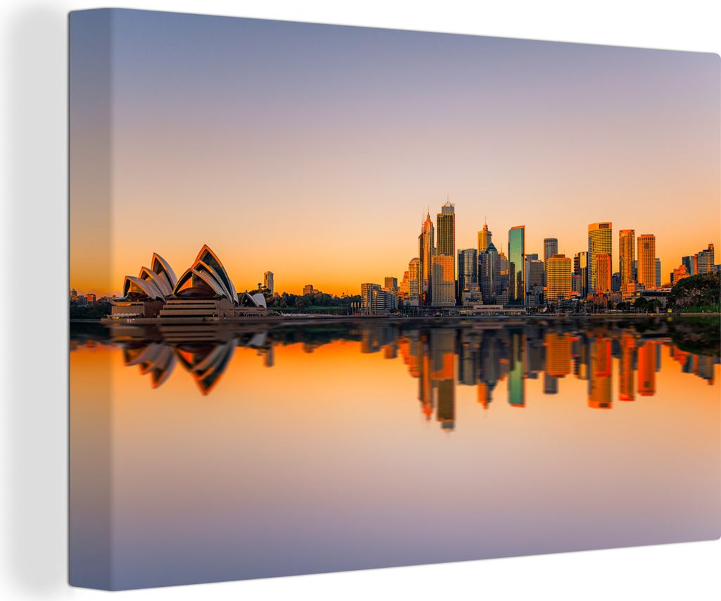 OneMillionCanvasses - Leinwandbilder - 140x90 cm, Sydney Opera House bei Sonnenuntergang in Australien, Wandbilder Kunstdruck Wanddekoration - Fo...