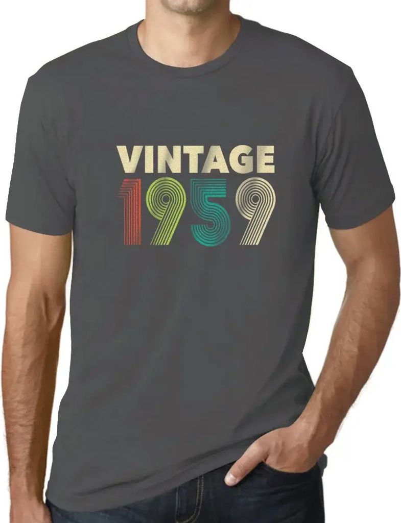 Herren Grafik T-Shirt Vintage 1959 Geschenk 65. Geburtstag Jahrestag 65 Jahre Jubiläum 65 Jährige Mann Jahrgang 1959 Kurzarm Lustige Druck