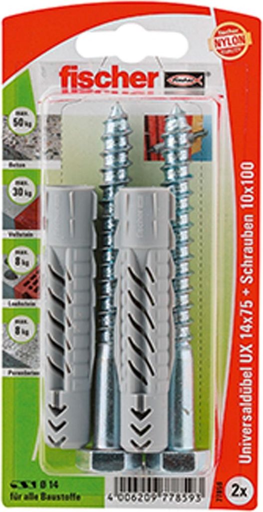 Fischer Universaldübel-Set UX 14.0 x 75 mm - 2 Stück