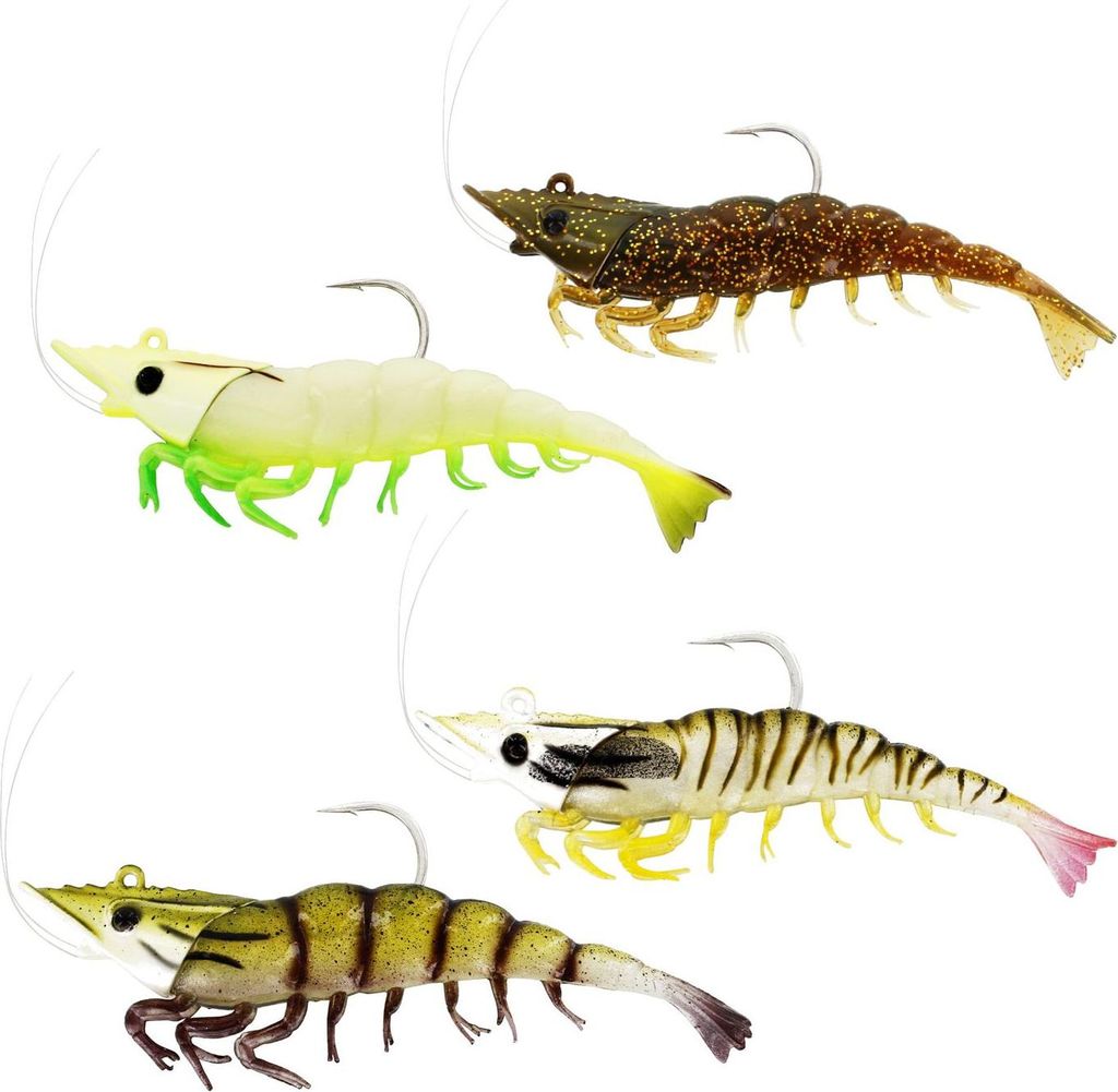 Westin Salty the Shrimp Jig - 1 Jigkopf + 2 Gummiköder, Größe / Gewicht / Farbe:8cm / 18g / Glowing Shrimp