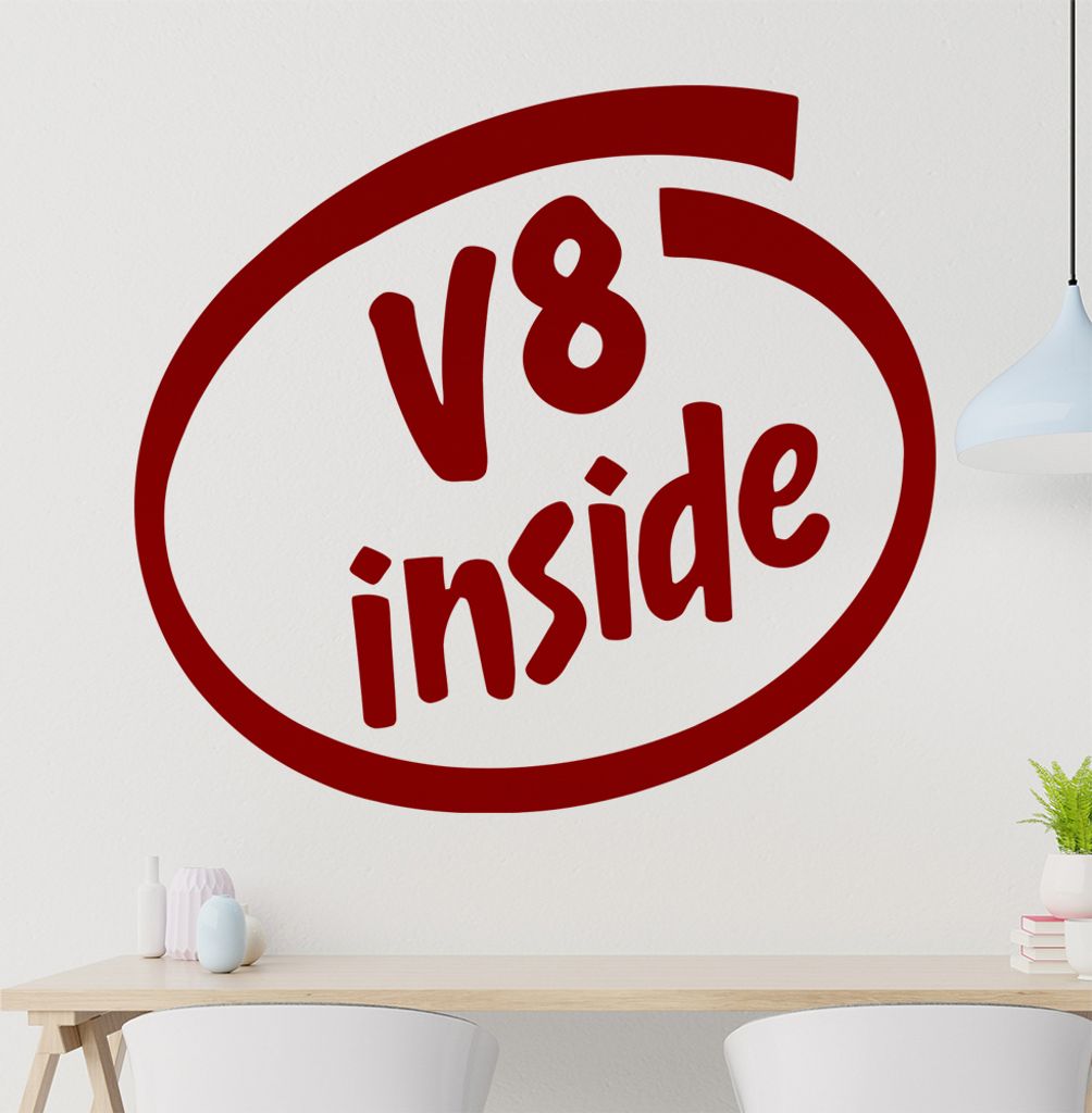 V8 inside Wandtattoo in 6 Größen - Wandaufkleber Wall Sticker - Dekoration, Küche, Wohnzimmer, Schlafzimmer, Badezimmer
