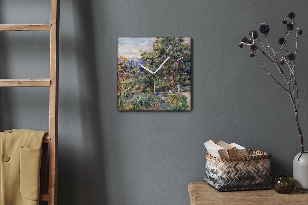 Coloray Hodiny Unikátní 30x30 cm Tiché hodiny Pro obývací pokoj a kuchyň Nástěnné hodiny Plátno Bílé ručičky hodin - Les