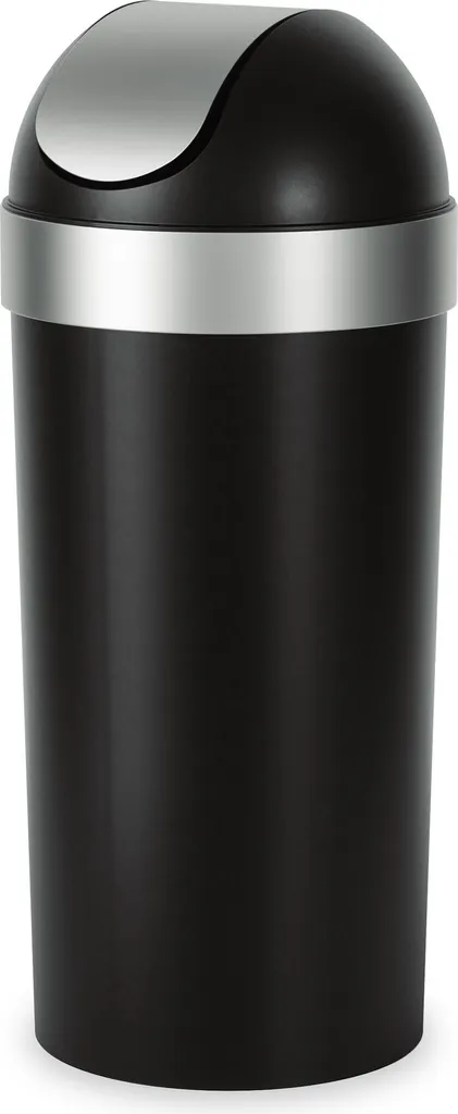 Poubelle Basculante Umbra Venti 72 Litres en Plastique PP Noir Argent