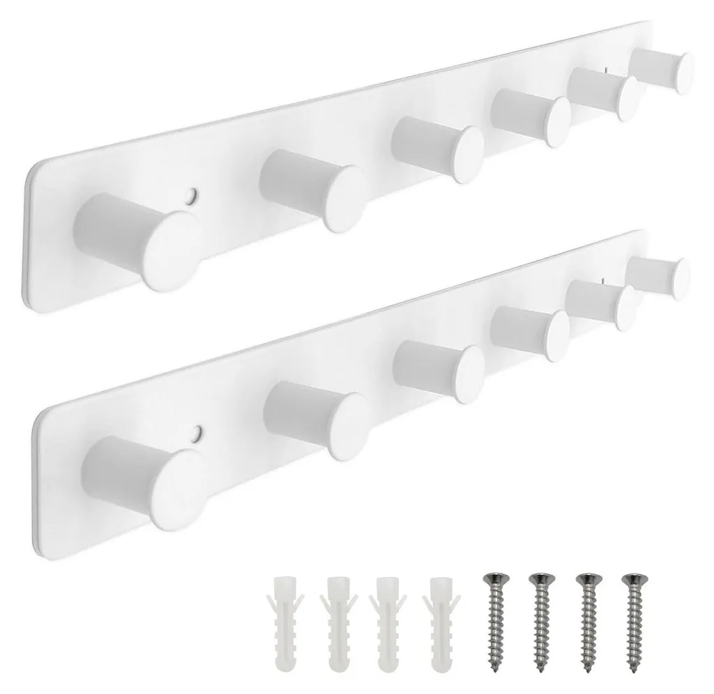 Portemanteau pour couloir 40 cm avec crochets blancs pour toute la famille
