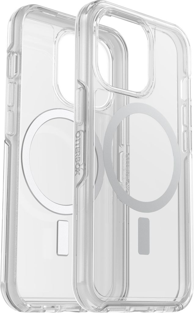 Two clear phone cases are shown side-by-side against a white background.
