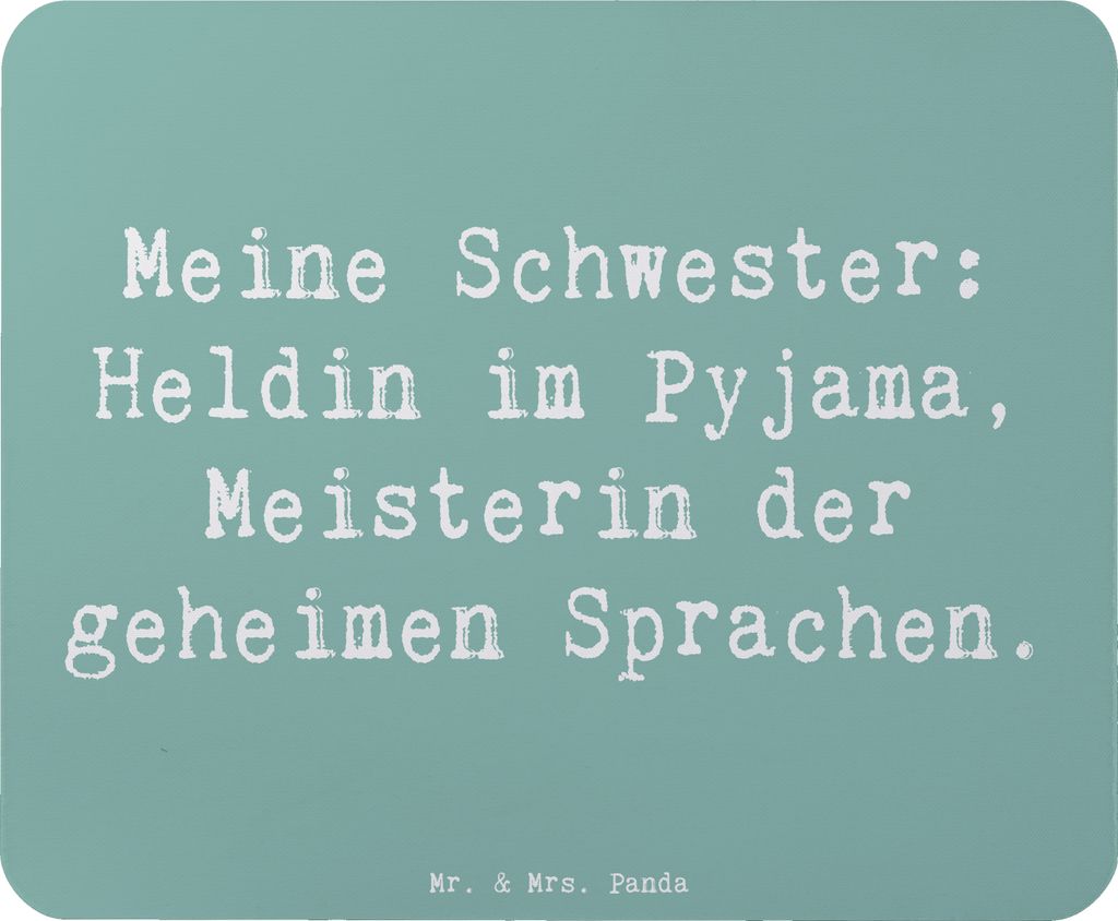 Mr. & Mrs. Panda Mousepad Spruch Schwester Heldin - Meeresbrise - Geschenk, pc mausunterlage, Familiengeschenk, beste Freundin, mauspad, laptop, he...