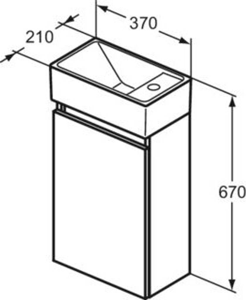 IDEAL STANDARD R0578TI Möbelpaket Eurovit+ HWB re.37cm Schw.