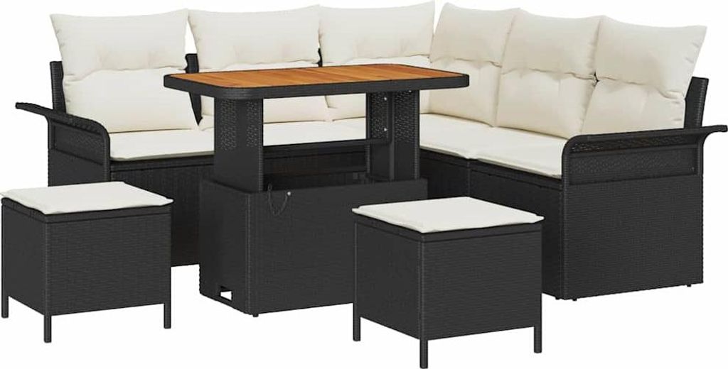 "2026 MODERNE" Garten-Sofa-Set - elegantes Design - Sitzgruppe mit Sofa, Tisch - 8 pcs Schwarz Poly-Rattan - Terassenmöbel NeuMöbel846532
