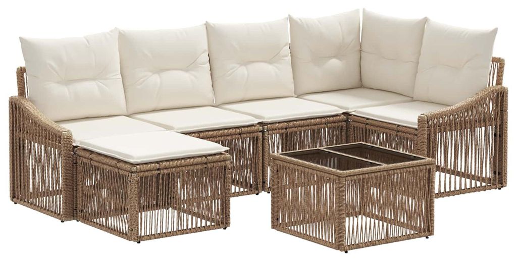 Gartensofa-set 7 pcs Beige Poly-Rattan