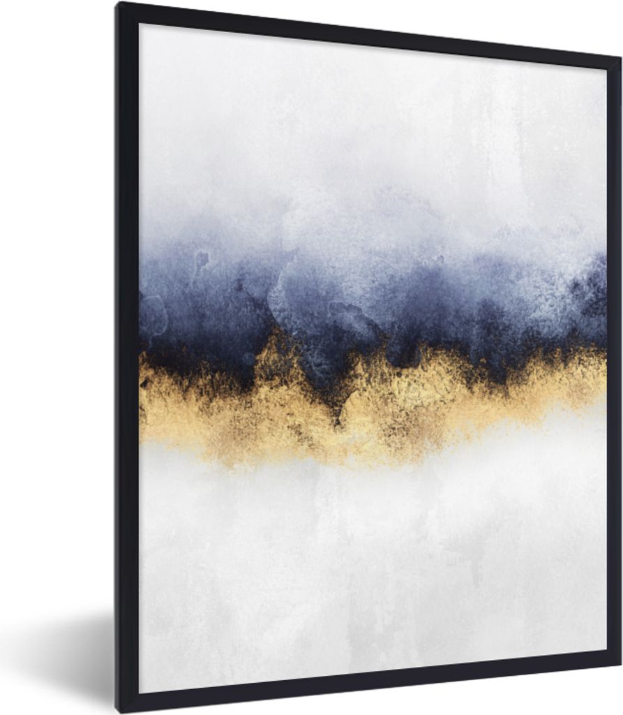 MuchoWow Gerahmtes Poster Abstrakt - Gold - Luxus 60x80 cm - Poster mit Schwarzem Bilderrahmen Wandposter Rahmen Foto Bilder - Premium - Wanddeko...