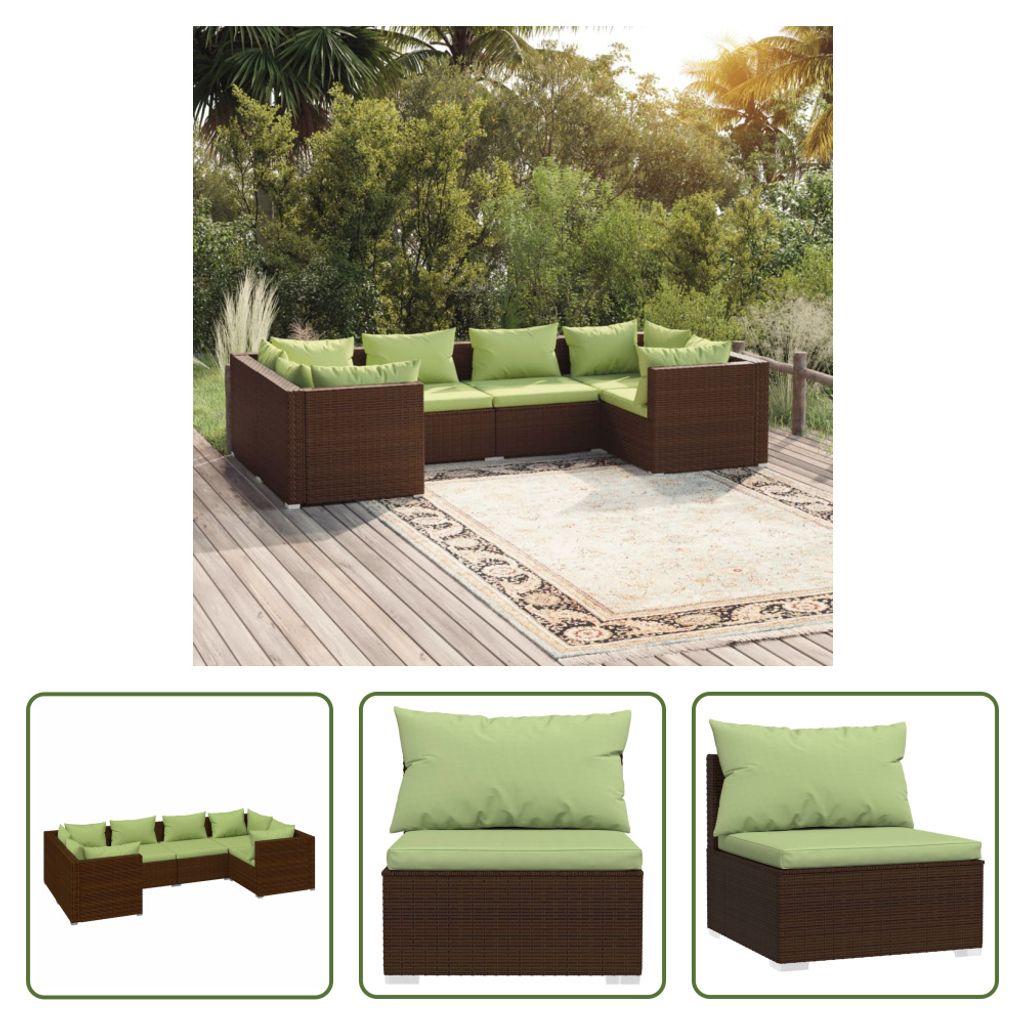 The Living Store 6-tlg. Garten-Lounge-Set mit Auflagen Poly Produktbild 