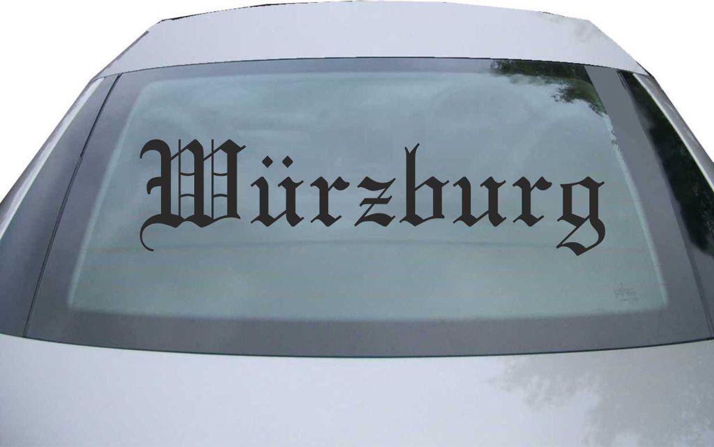 Indigos UG - Aufkleber Heckscheibe & Motorklappe DE6588 - schwarz - 600x150 mm - Stadt Würzburg - Auto Scheiben Fenster Heckklappe Tuning Racing J...