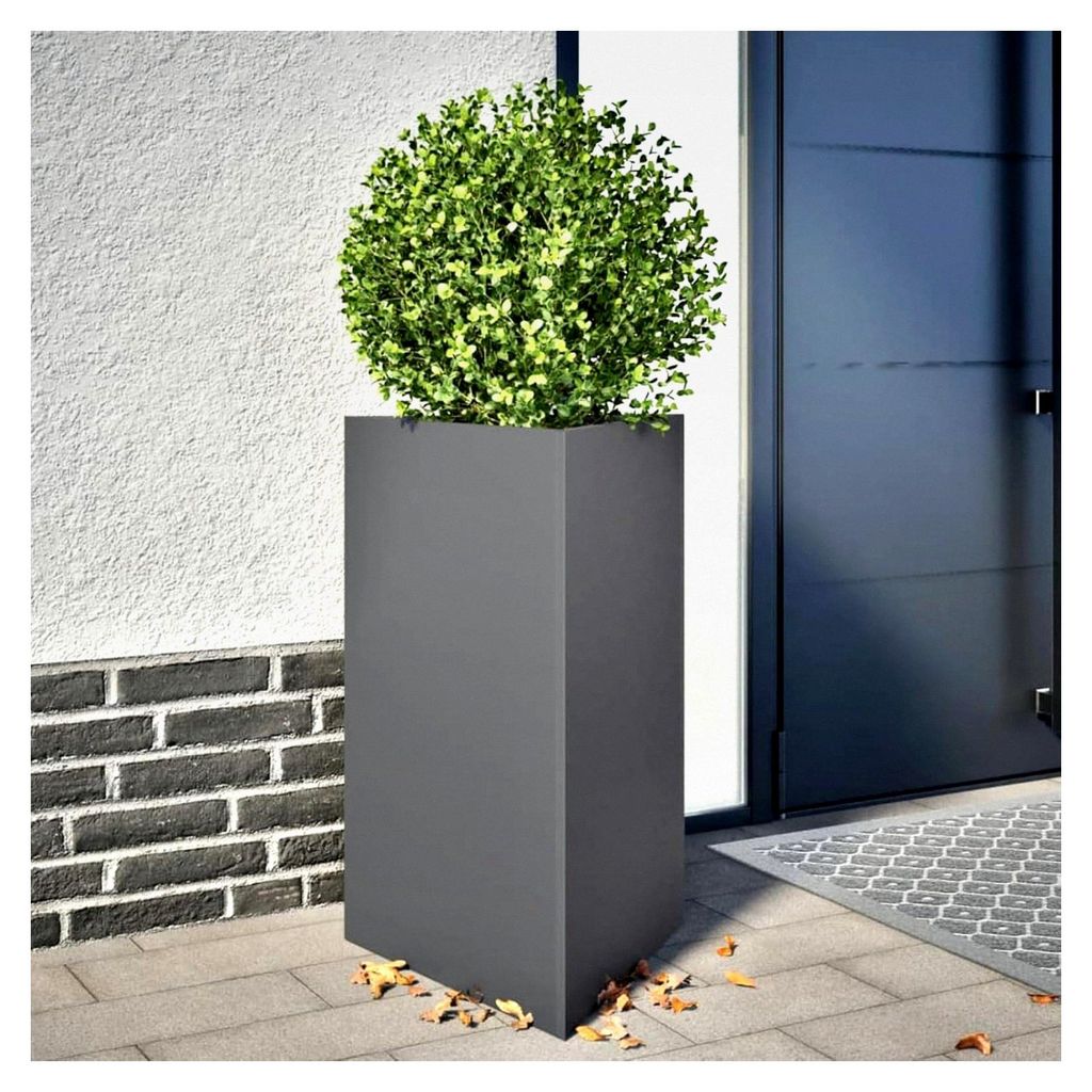 Dreieckiger Pflanzkübel Anthrazit 50x43x75 cm aus Stahl