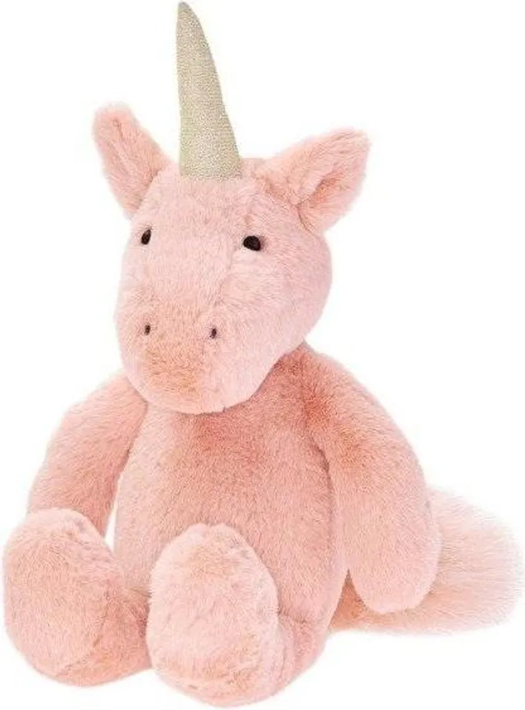 Alessio Licorne Assise 35cm - Peluche Licorne Blanche et Rose Douce