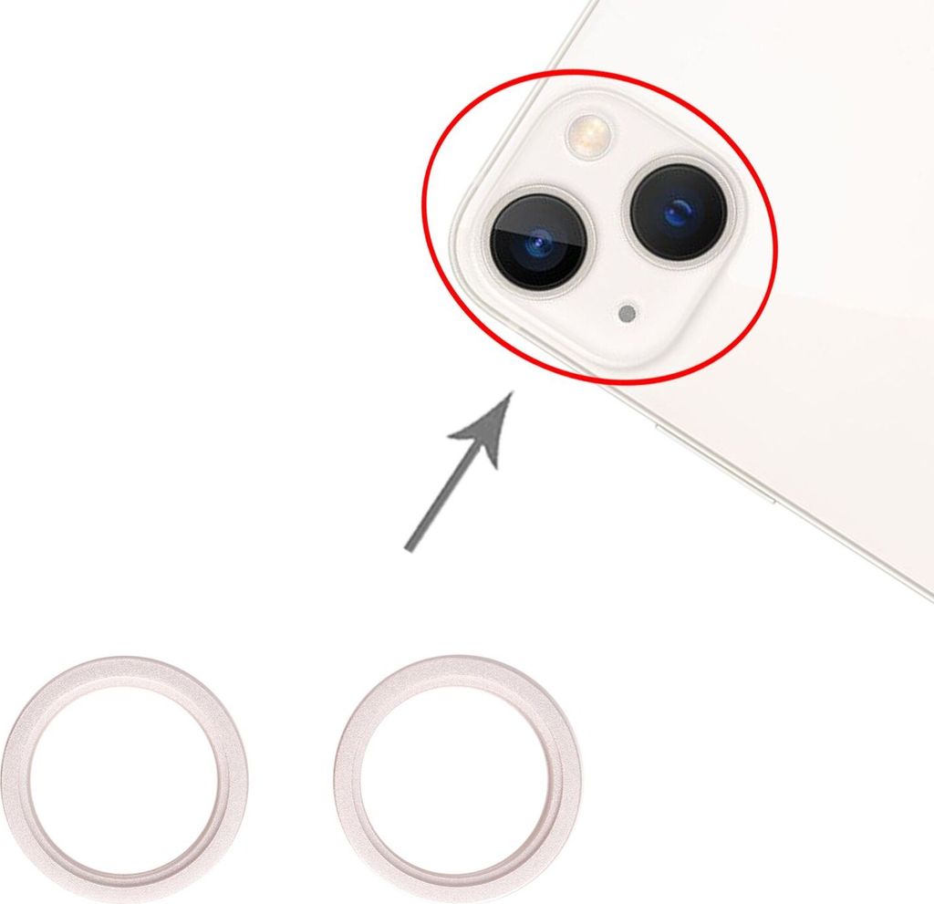 2 Stk Back Kamera Linsen Fassung Schutz für Apple iPhone 13 Mini Ersatzteil Weiß