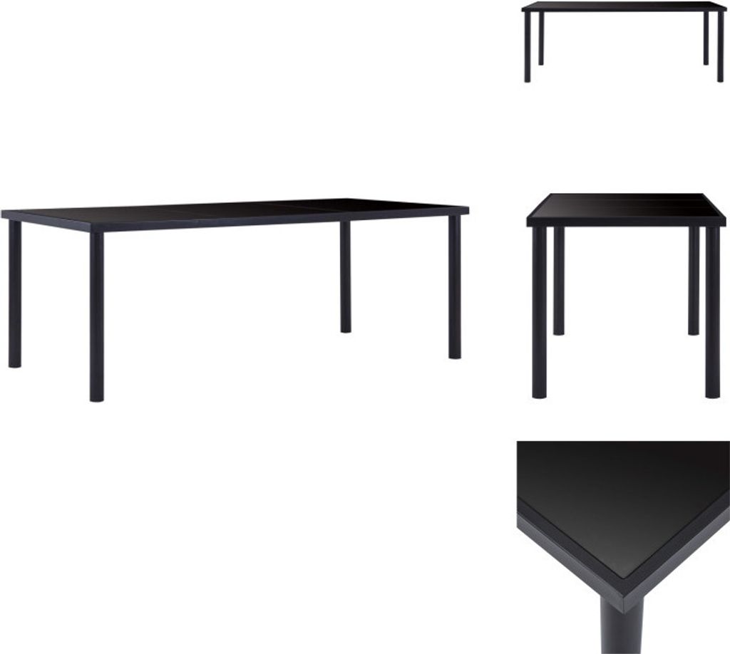 vidaXL Esstisch Schwarz 200 x 100 x 75 cm Hartglas - Esstische