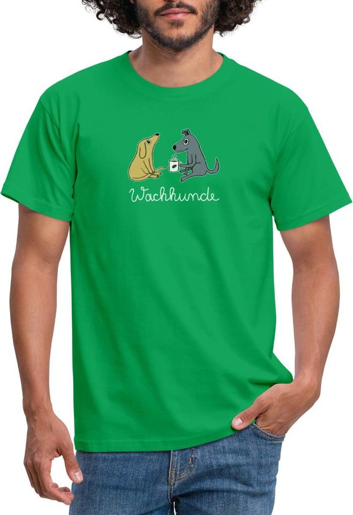 Spreadshirt Wachhunde Hunde Mit Kaffee Wortspiel Männer T-Shirt, S, Kelly Green