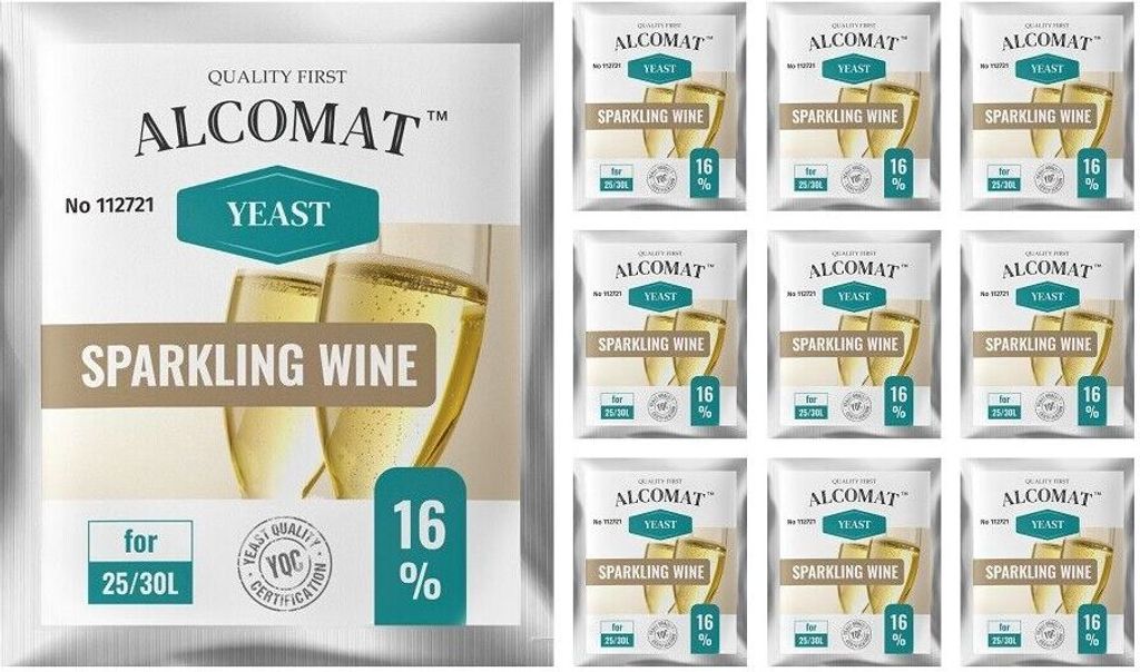 Weinhefe für die Schaumweinen ALCOMAT Sparkling Wine Yeast Hefe Gärhefe 10er Set