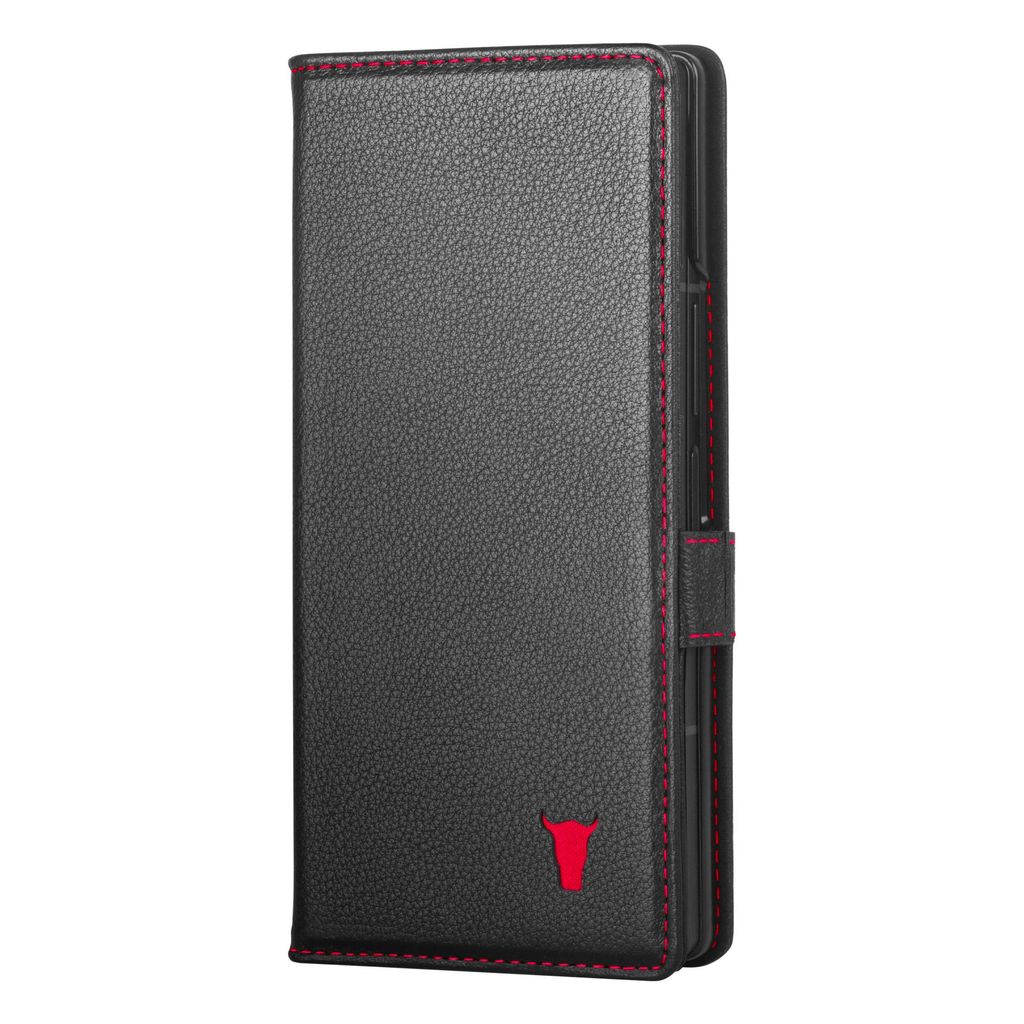 TORRO Galaxy Z Fold7 Lederhülle - Schwarz mit Rotem Detail Produktbild 