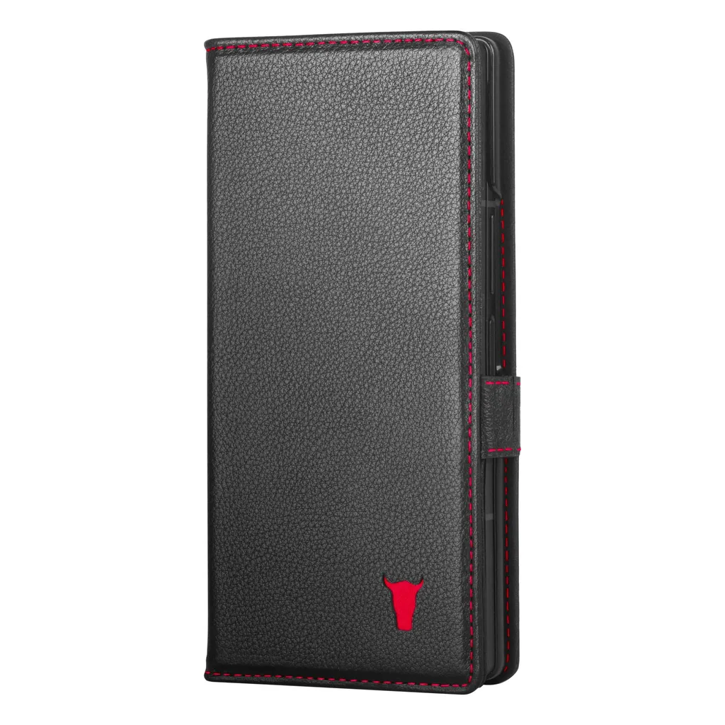 Housse Cuir Galaxy Z Fold7 TORRO : Étui Noir à Détail Rouge Élégant