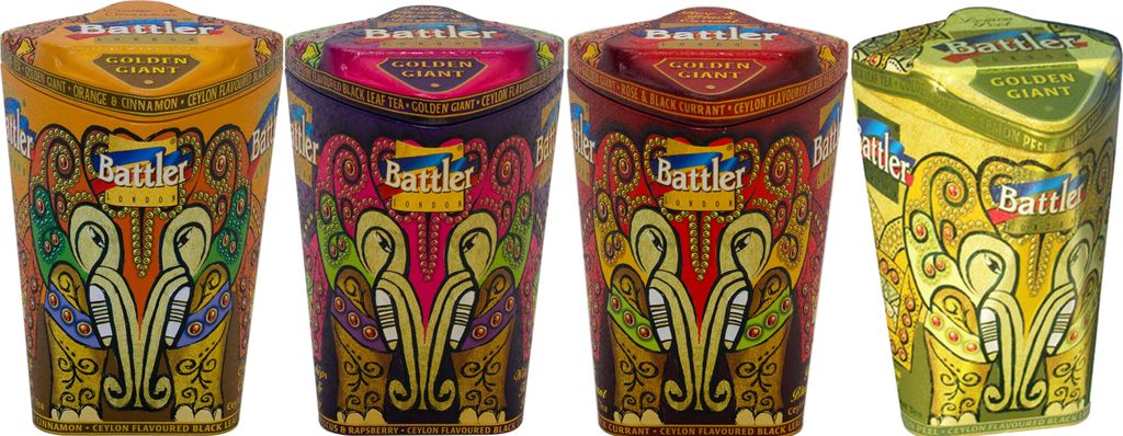 BATTLER Schwarzer Ceylon Tee Golden Giant lose Metalldose 4er Set