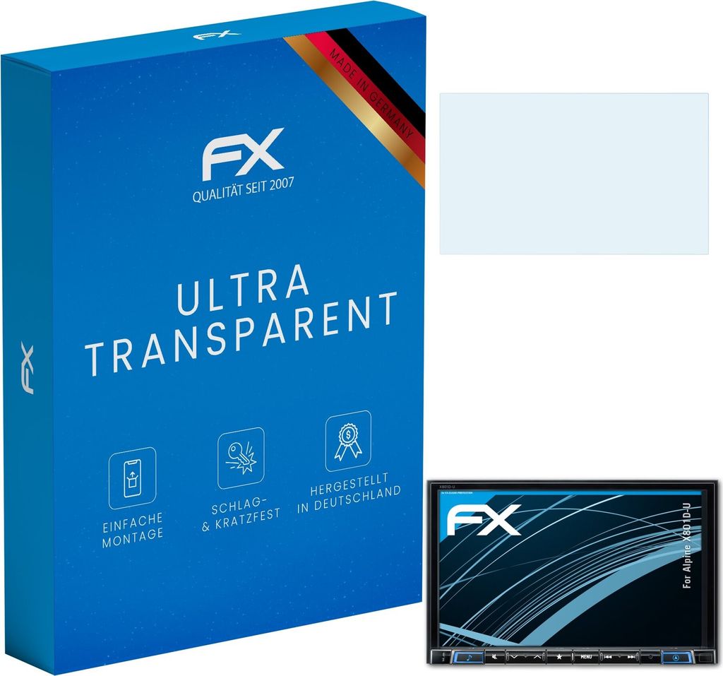 atFoliX FX-Clear 3x Schutzfolie kompatibel mit Alpine X801D-U Displayschutzfolie