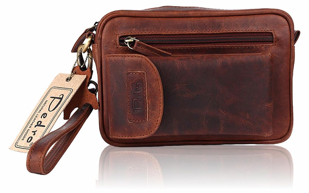 Leder Handgelenktasche Reise Handtasche kleine Produktbild 