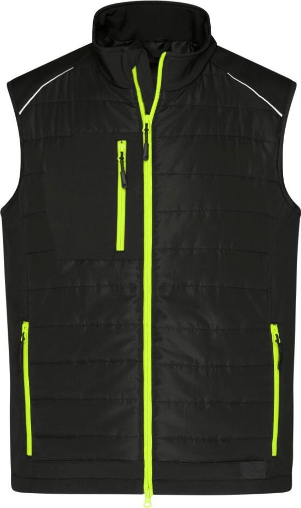 Softshellweste im attraktiven Materialmix black/neon-yellow, Gr. 4XL
