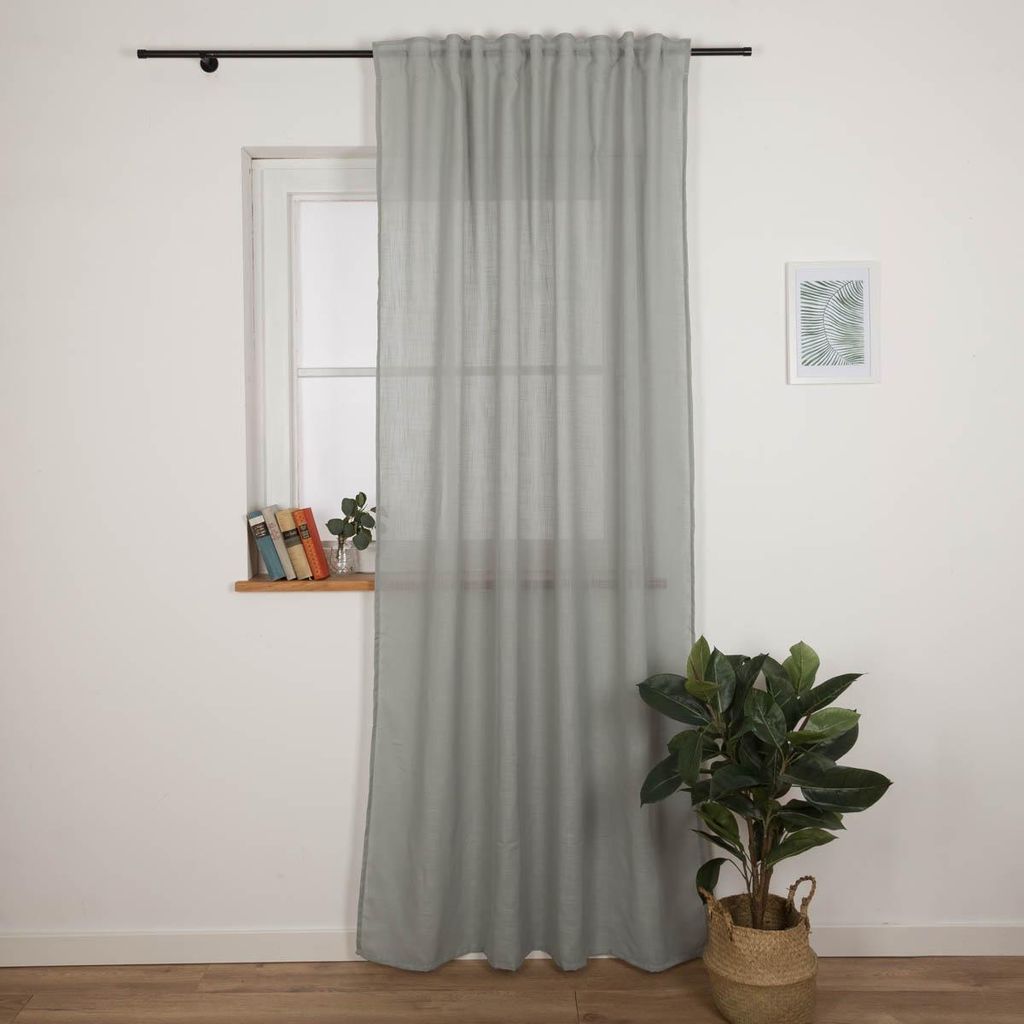 Gardine Soft mit Kombiband Leinenstruktur uni salbeigrün 140 x 245cm