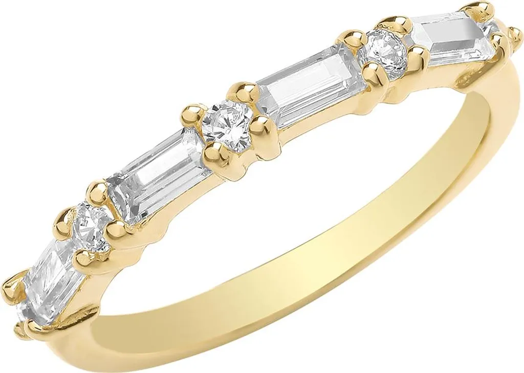 Alliance Demi-Tour Femme en Or 9 Carats sertie de Zirconiums Taille 53 TRS