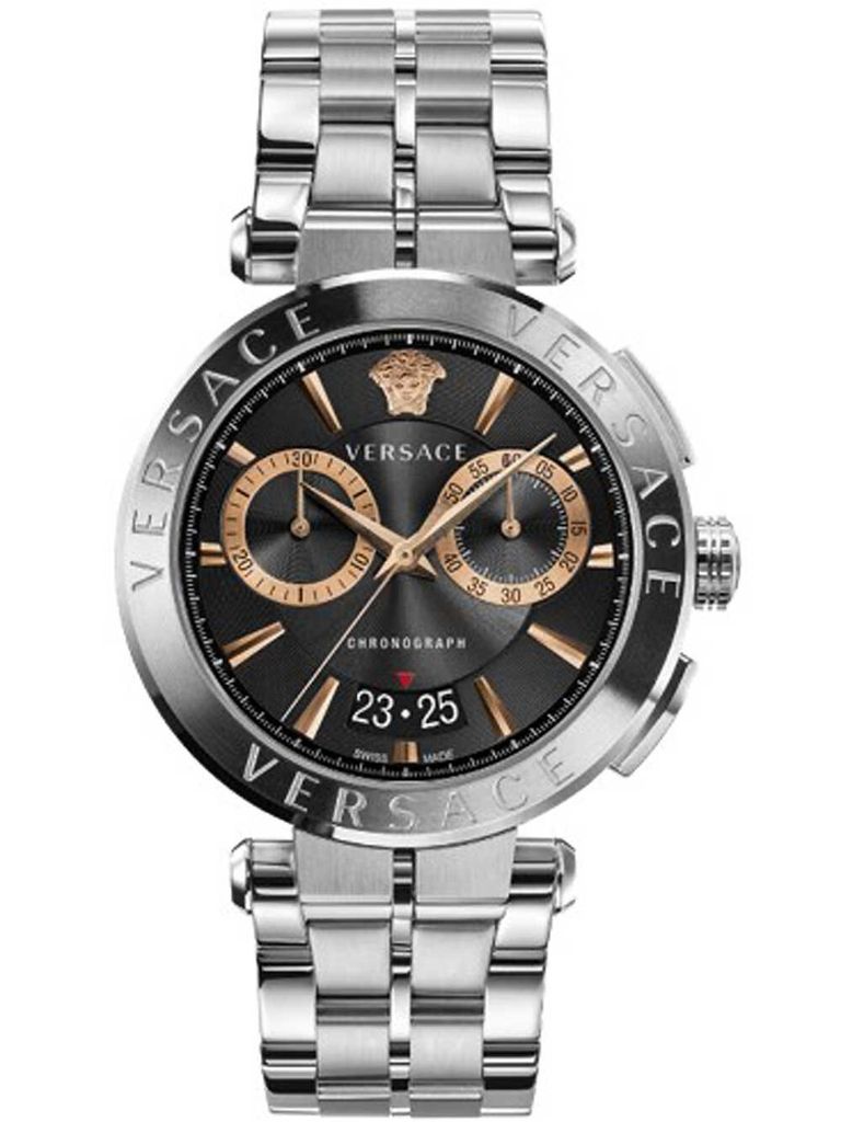 Versace VE1D01019 Aion Chronograph schwarz silber Edelstahl Armband Uhr Herren NEU