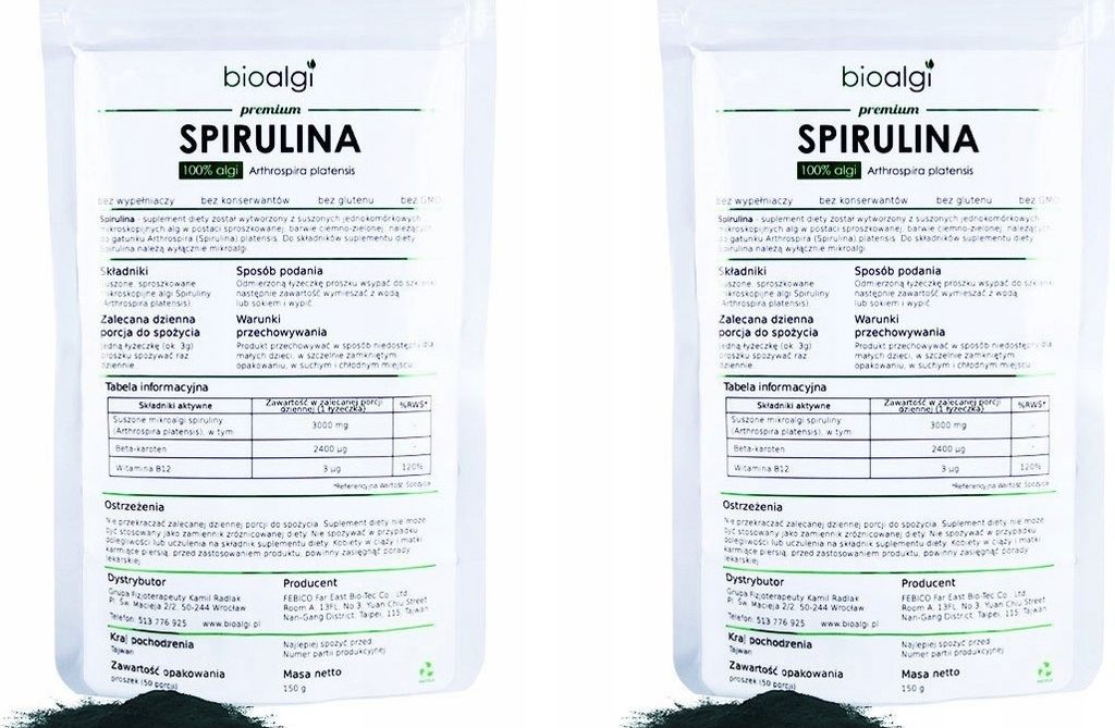 2X Spirulina Platensis Bioalgen Pulver - Nahrungsergänzungsmittel Mit Hoher Nährstoffkonzentration