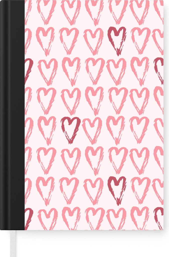 MuchoWow Notizbuch Tagebuch Haushaltsbuch Notebook A5 Herz - Valentinstag - Rosa - Muster - Notizblock - Notizheft - Notebook - Schreibblock - Pa...