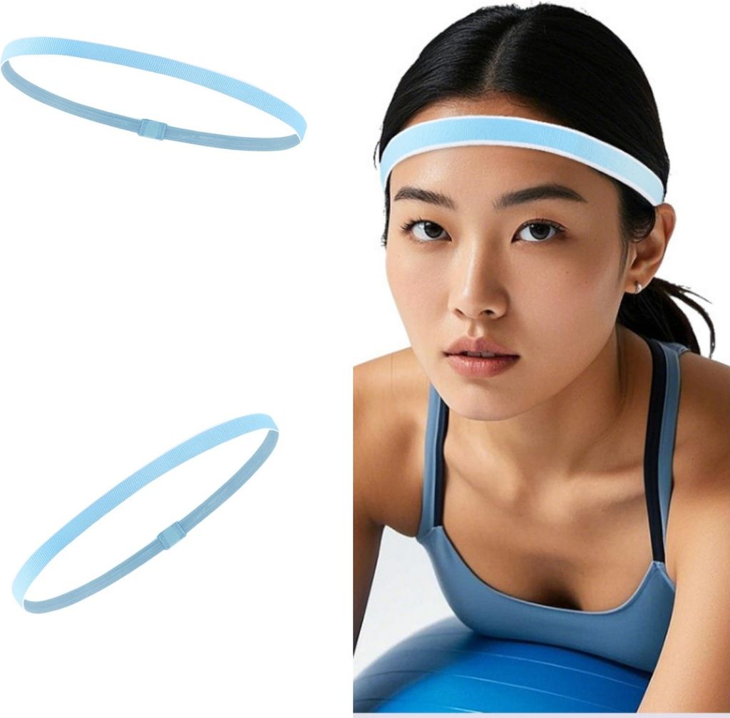 INF Hochelastisches, rutschfestes, schweißabsorbierendes Sport Stirnband Hellblau