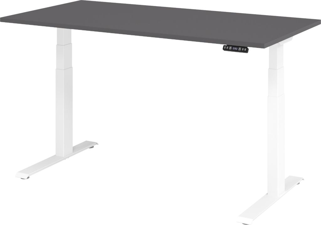 bümö Schreibtisch elektrisch XDKB - Größe: 160 x 80 cm, Nachbildung: Graphit, Gestell: Weiß