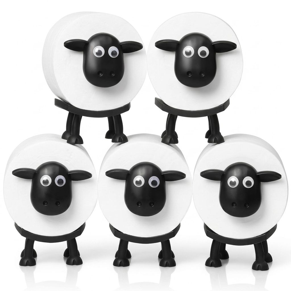 5er Set Schaf-Papierrollenhalter aus Kunststoff – Produktbild 