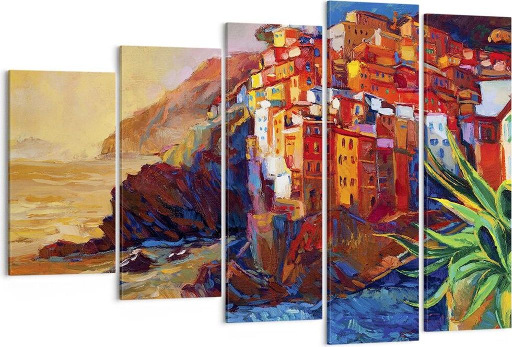 Bild auf Leinwand - Leinwandbild - 5 Teile - Manarola Bunt Produktbild 