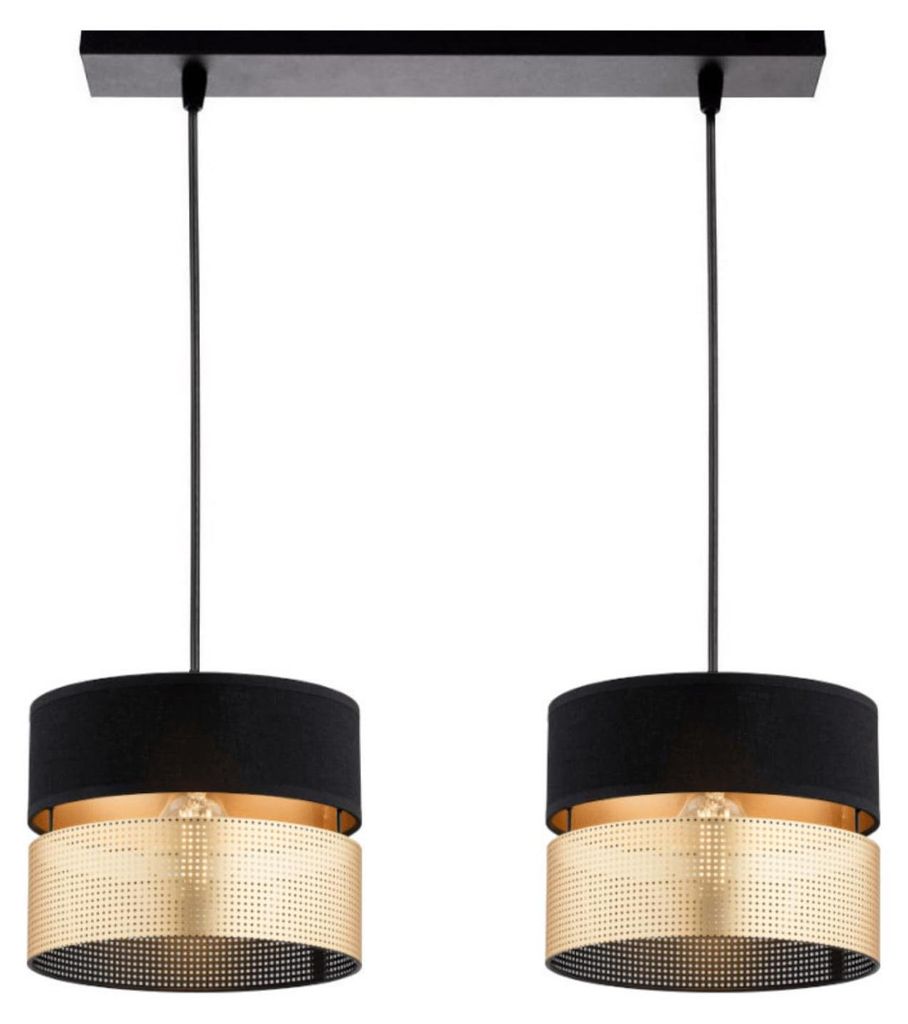 KAR-LIGHTING Pendelleuchte 2-flammig Schwarz-Gold, Metall, Produktbild 