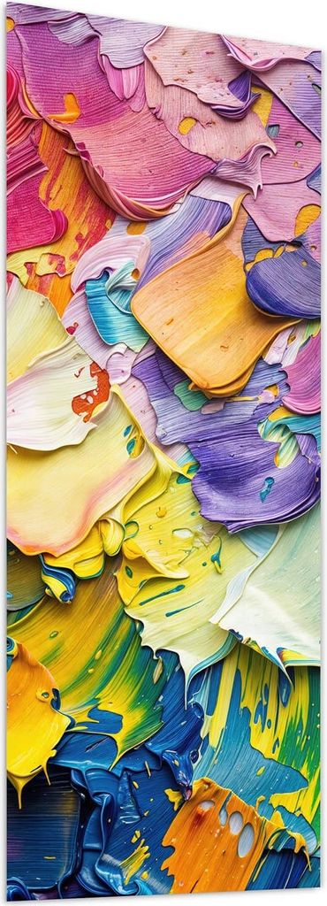 Glasbild 60x150cm in XXL für Wohnzimmer, Schlafzimmer Motiv Farbenfrohe Pinselstriche