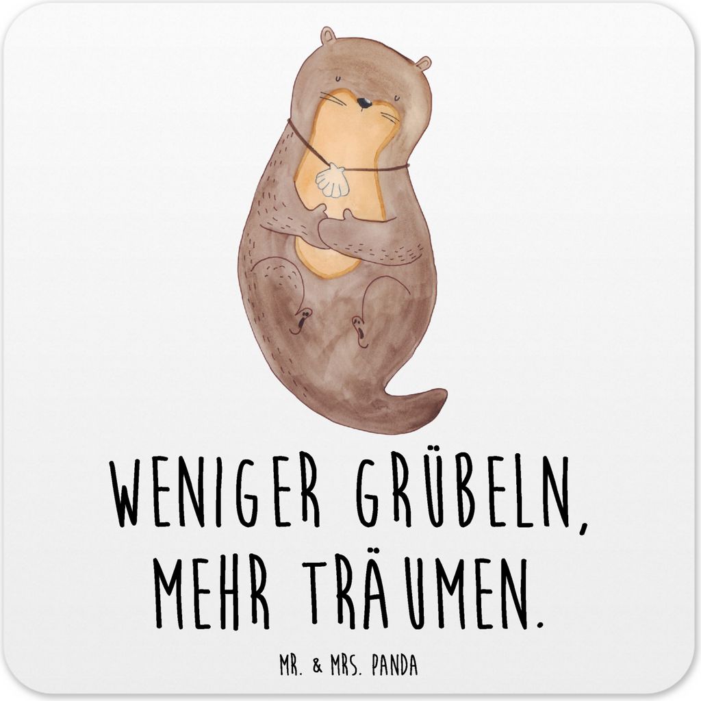 Mr. & Mrs. Panda Untersetzer für Gläser Otter Muschel 15er Set - Weiß - Geschenk, Tassen-Untersetzer, Glas-Untersetzer, Positiv, Büro, Optimist...
