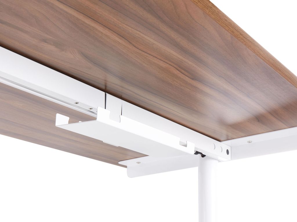 BELIANI Kabelhalter für Manuell Verstellbaren Schreibtisch Weiß Metall zum Anschrauben Kabelwanne Kabelmanagement Kabelkanal Büro Home Office Setup